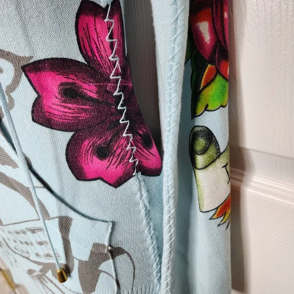 Ed Hardy x Christian Audigier Hooded Sweater Mini Dress Size XS Rhinestone - Picture 11 of 16